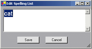 Edit spelling list screen